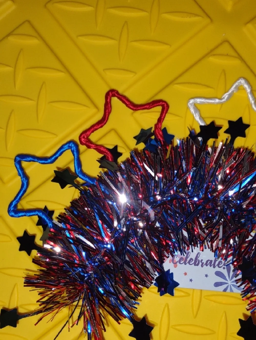Festive Red, White & Blue Star Tinsel Headband - Celebrate NEW Holiday Headband